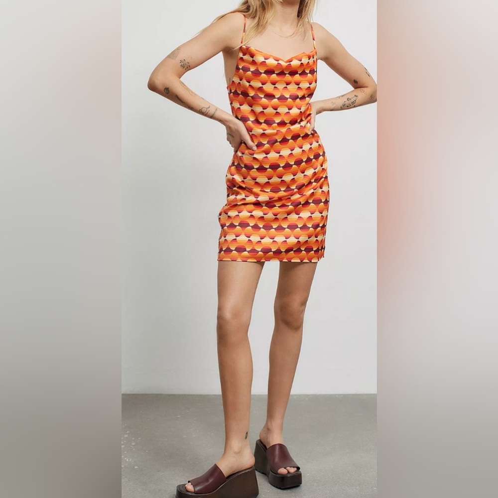 Urban Outfitters Orange Brown Slip Mini Dress